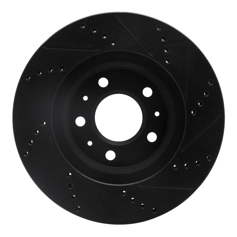 Cadillac CTS Brake Rotor (1) - Front Left - R1 Concepts - Drilled & Slotted - Black - `03-`07